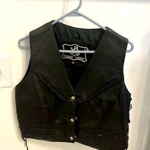 Leather motorcycle vest